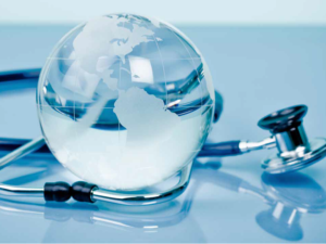 glass globe and stethoscope