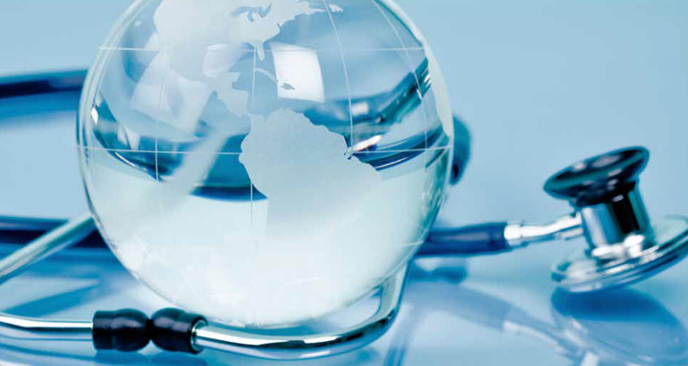 glass globe and stethoscope